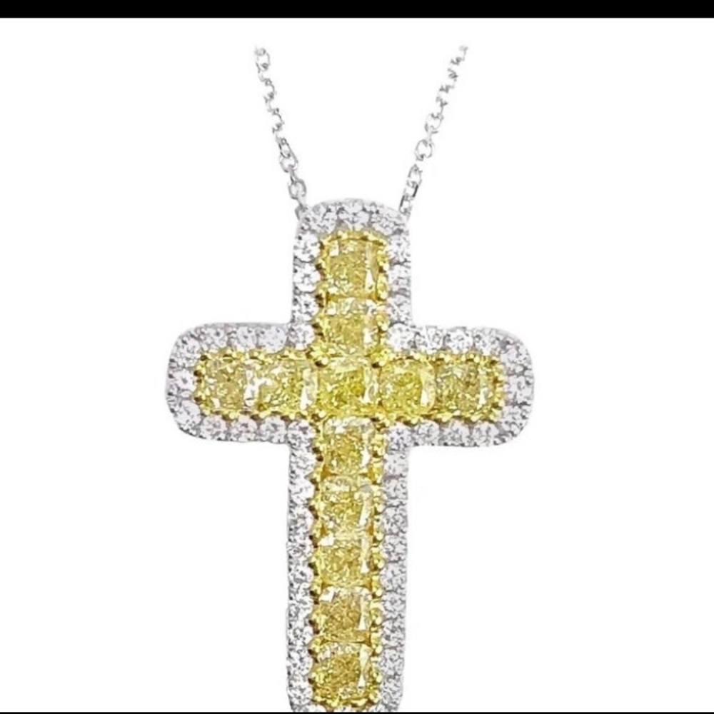 Swarovski elements cross necklace with topaz shaded crystals